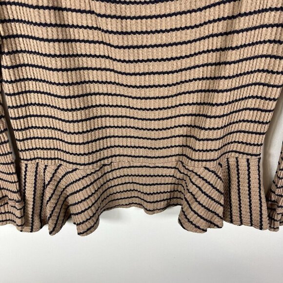 Free People We The Free Auntie Em Thermal  Peplum Long Sleeve Striped top Size S - Picture 4 of 7